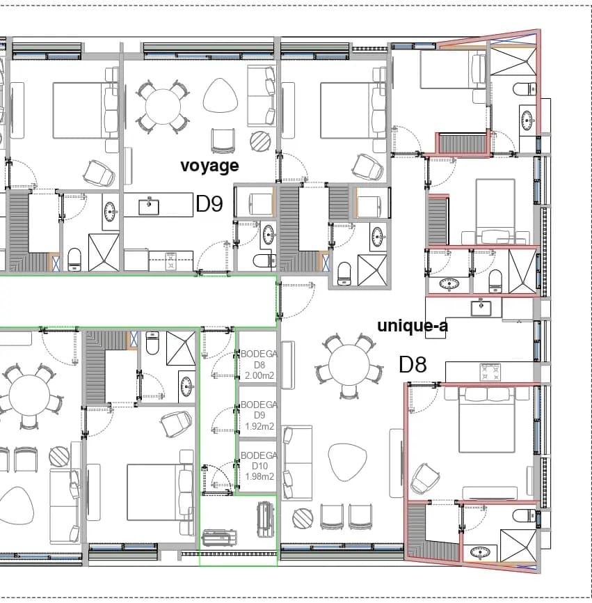 Plano de disponibilidad del piso 9 en Bosko, Vía a la Costa, sección 4 de 4